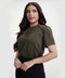Button Attached Panel Seperated Half Sleeve Top